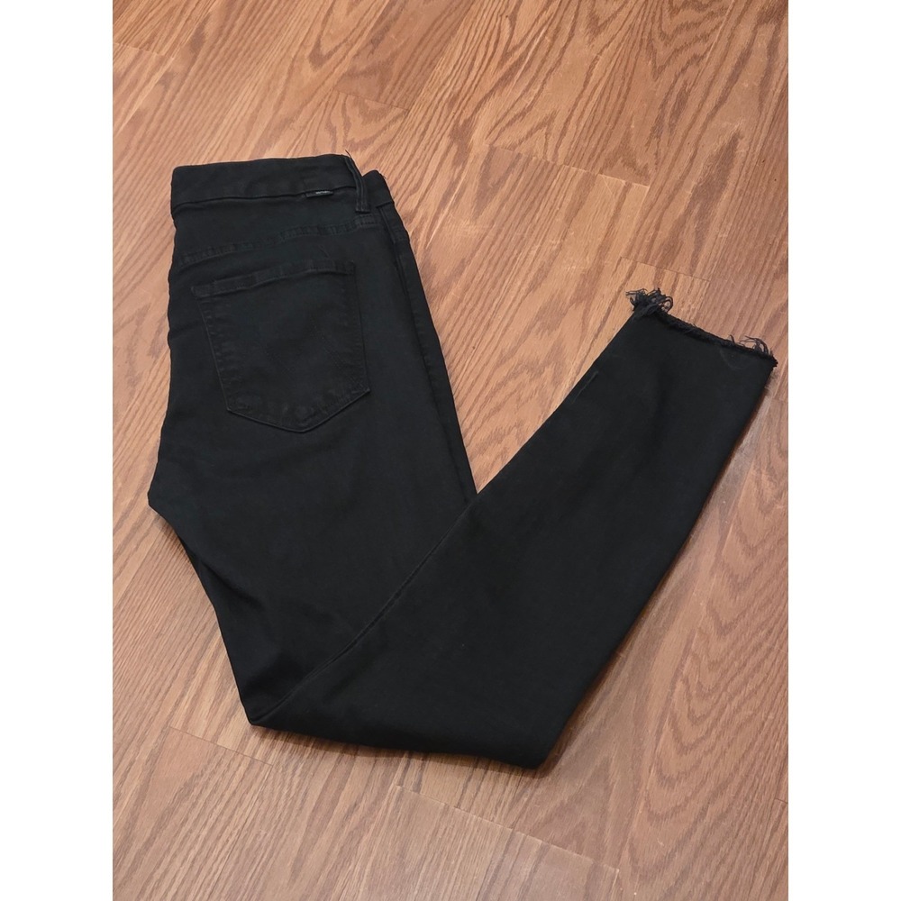 Mother The Pixie Ankle Jeans Not Guilty Black Button Fly Fray Hem Size 28